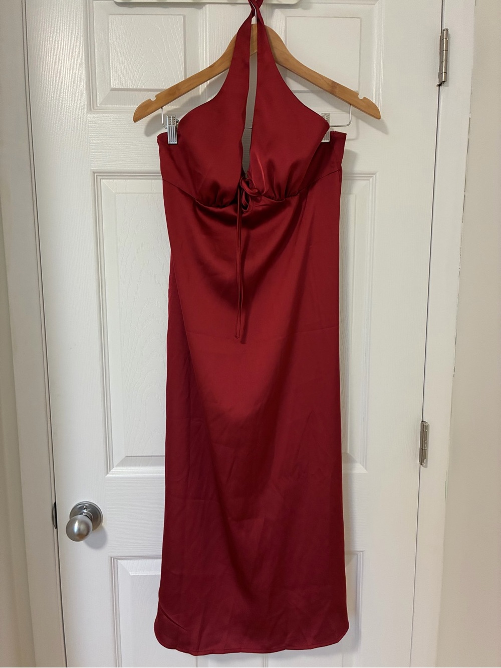 SHEIN Crimson Halter Midi Slip Dress